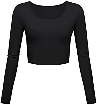Kindcall Lightweight Basic Crop Tops Slim Fit Long Sleeve Workout Shirts for Women