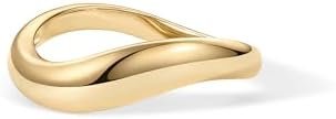 PAVOI 14K Gold Plated Wavy Stackable Ring for Women | Twisted Wave Band | Delicate Eternity Rings