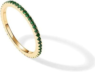 PAVOI 14K Gold Plated Sterling Silver Colored CZ Stones Stackable Ring | Simulated Diamond Eternity Bands for Women