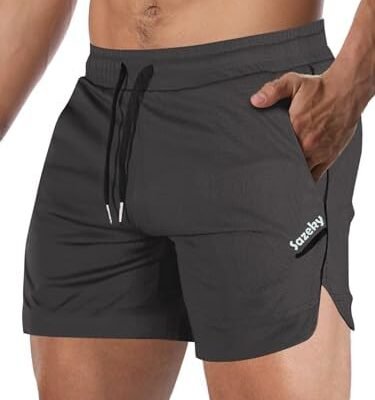 Men's Gym Workout Shorts with Zipper Pockets - 5" Lightweight Running Athletic Shorts Bodybuilding Training