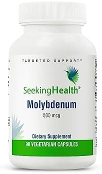 Seeking Health Molybdenum 500, Molybdenum Glycinate Chelate Supplement to Support Healthy Detoxification, Supports Metabolism and Iron Utilization, Vegetarian (90 capsules)