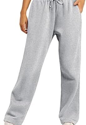 AUTOMET Women’s Fleece Lined Sweatpants Baggy Wide Straight Leg Pants