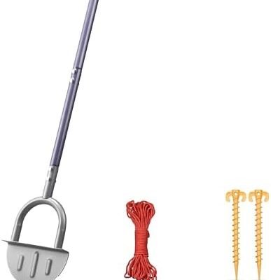 PLANTNOMICS Half-Moon Edger Lawn Tool – Steel Garden Edger for Landscaping & Borders with Rope & Pegs for Precision – Saw-Tooth Manual Edger Lawn Tool with Ergonomic Rubber-Grip Handles, 39 in.