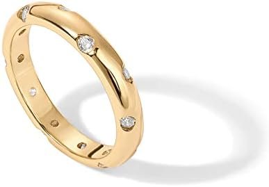 PAVOI 14K Gold Plated Cubic Zirconia Rings for Women | Classic Stackable Ring Band for Women