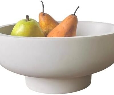 OAKOA Concrete Fruit Bowl for Kitchen Counter - Large Decorative Bowl for Home Decor - Modern Pedestal Bowl - Key Bowl for Entry Table - Footed Bowl - Entryway Bowl for Keys