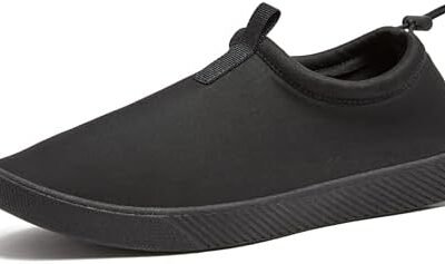 Lands' End Slip On Water Shoes Men, Quick Dry Neoprene Sport Mens Water Shoes for Beach, Pool, or River with Drainage Holes, Navy Blue or Black, Size 7-15 Aqua Swim Shoes for Men