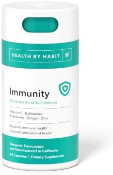 Health by Habit Immunity Supplement (60 Capsules) - Echinacea, Elderberry, Zinc Blend to Support Immune Health and antioxidant Levels, Boost Immunity, Vegan, Non-GMO, Sugar Free (1 Pack)