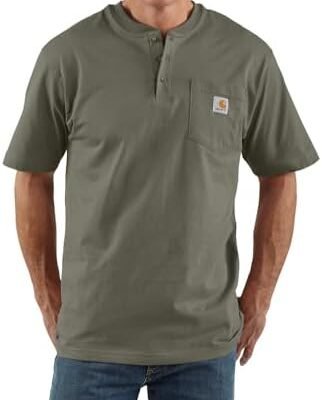 Carhatt Mens Loose Fit Heavyweight ShortSleeve Pocket Henley TShirt