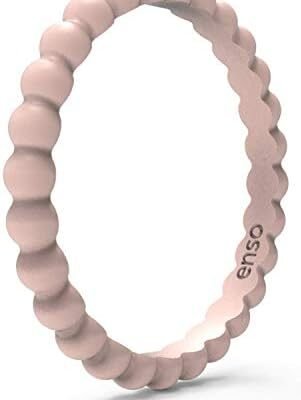 Enso Rings Stackable Beaded Silicone Wedding Ring – Hypoallergenic Unisex Stackable Wedding Band – Comfortable Minimalist Band – 2.5mm Wide, 8mm Thick