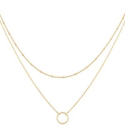 MEVECCO Layered Heart Necklace Pendant Handmade 18k Gold Plated Dainty Gold Choker Arrow Bar Layering Long Necklace for Women