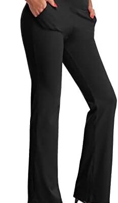 DAYOUNG Bootcut Yoga Pants for Women Tummy Control Workout Bootleg Pants High Waist 4 Way Stretch Pants