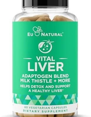 Vital Liver Cleanse Detox & Repair – 9-in-1 Liver Support Supplement – Milk Thistle, Artichoke Extract, Turmeric, Adaptogens – Optimal Liver Function and Digestive Health – 60 Vegetarian Soft Capsules