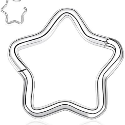 FUNLMO Septum Ring Septum Jewelry Nose Ring Hoop 18G 16G Daith Helix Conch Rook Tragus Piercing Jewelry 316L Surgical Steel Cartilage Daith Helix Earring Septum Clicker