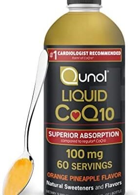 Qunol Liquid CoQ10 100mg, Superior Absorption Natural Supplement Form of Coenzyme Q10, Antioxidant for Heart Health, Orange Pineapple Flavored, 60 Servings, 20.3 oz Bottle