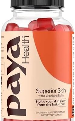 Skin Retinol and Biotin Gummies for Clear, Smooth Skin, Healthy Hair & Nails | Supplement with Zinc, Vitamins A, E and C | Non-GMO, Gluten-Free, Cherry Flavor, 60 Count