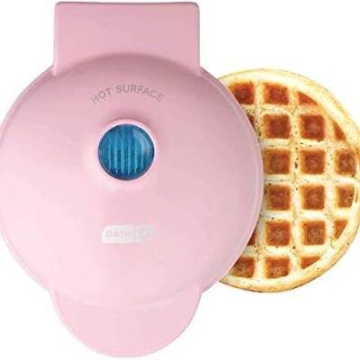 DASH Mini Maker for Individual Waffles, Hash Browns, Keto Chaffles with Easy to Clean, Non-Stick Surfaces, 4 Inch, Pink