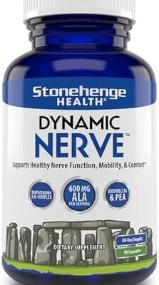 Stonehenge Health Dynamic Nerve Supplement - Supports Nerve Function in Fingers, Toes, Hands, and Feet with Alpha Lipoic Acid ALA, Benfotiamine, Pea, Robust B Complex, Boswellia