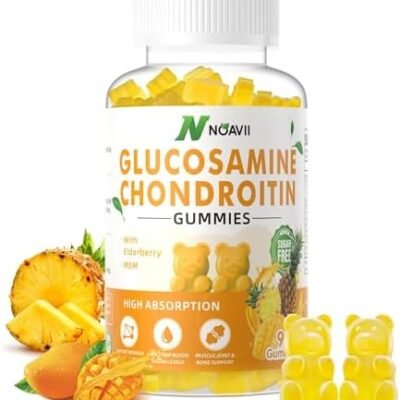 Glucosamine Chondroitin Gummies with MSM & Elderberry Extra Strength - Joint Support, Antioxidant Immune Support Supplement for Adults, Men & Women-Pineapple Flavor-90 Count