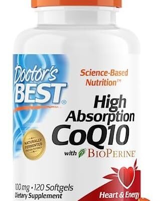 Doctor's Best High Absorption CoQ10 with BioPerine, Gluten Free, Naturally Fermented, Heart Health, Energy Production, 100 mg, 120 Count