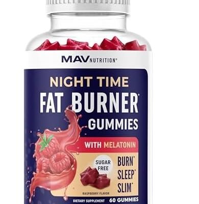 Night Time Fat Burner Gummies with Zero Sugar for Sleep & Weight Loss Support | Hunger Suppressant & Metabolism Booster, Shred Belly Fat While You Sleep | Diet Supplement for Women & Men | 60 Ct.