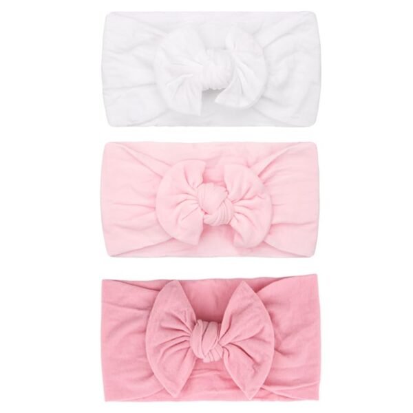 JOYOYO 3 Colors Soft Wide Turban Baby Headbands with 4.5 inches Hair Bow Headbands for Baby Girls Infants Newborn Hair Accessories Toddlers Kids and Children(White Pink Pink) - Image 7