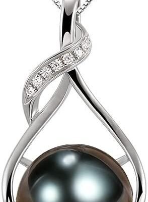 NONNYL Gifts for Women Wife-Tahitian-Black-Pearl-Necklace-Gift for Wife Wedding Birthday Anniversary Jewelry-Mom Girlfriend Her Mothers Day Gifts for Mom Women Valentines Day Christmas Day Gifts