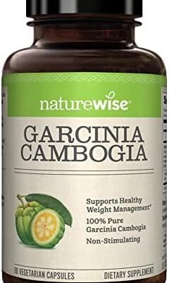 Naturewise Garcinia Cambogia (1 Month Supply) Pure Garcinia Cambogia 100% HCA Extract Concentrated to 60% for Weight Management (90 Capsules)