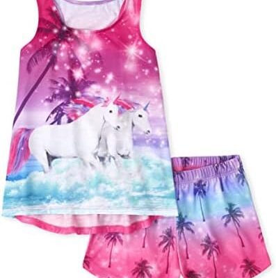 The Children's Place Girls' Sleeveless Tank Top and Short 2 Piece Pajama Set