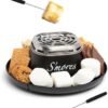 Nostalgia Tabletop Indoor Electric S'mores Maker - Smores Kit With Marshmallow Roasting Sticks and 4 Trays for Graham Crackers, Chocolate, and Marshmallows - Movie Night Supplies - Black