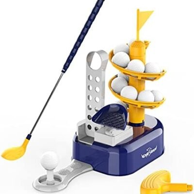 EagleStone Kids Golf Toys Set Outdoor Lawn Sport Toy with 15pcs Training Golf Balls & Clubs Equipment, Indoor Exercise Game, Portable Outside Yard Active Gifts for 3 4 5 6 7 8 Year Olds Boys Girls