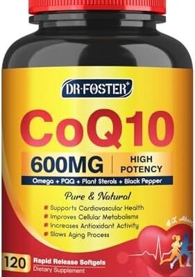 CoQ10 600 mg Softgels CoQ10 Supplement - CQ10 Coenzyme-Q10 with Omega 3 & PQQ & Vitamin E Support Health & Antioxidant & Cellular Energy | 60 Servings