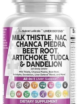 Milk Thistle 3000mg NAC Chanca Piedra 2000mg Beet Root 2000mg Artichoke 2000mg Dandelion Root 1000mg - Liver Cleanse Detox & Repair Supplement Plus TUDCA Choline and Ginger 60 Count