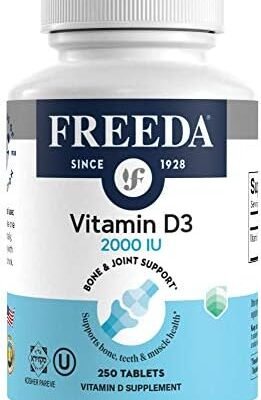FREEDA Vitamin D3-2000 IU - Pure High Potency Kosher Supplement Tablets - Bone and Muscle Health, Calcium Absorption, Immune Support for Men and Women* - 250 Count