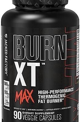 Jacked Factory Burn-XT Max - High-Performance Thermogenic Fat Burner & Appetite Suppressant for Men & Women w/PurCaf Organic Caffeine, MitoBurn, Green Tea, Acetyl L Carnitine & More - 90 Capsules