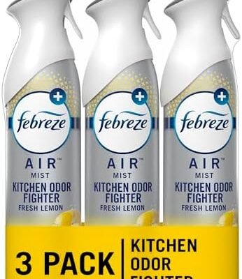 Febreze Room Air Fresheners, Home & Kitchen Room Fresheners, Air Freshener Spray, Odor Fighter Air Freshener for Home, Fresh Lemon Scent, 8.8 oz. Aerosol Can (Pack of 3)