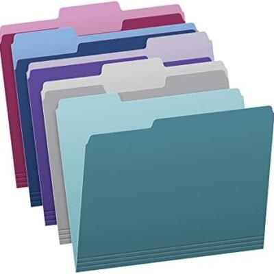 Pendaflex Two Tone Color File Folders, Letter Size, Assorted Colors (Teal, Violet, Gray, Navy and Burgundy), 1/3-Cut Tabs, 5 Color, 100/Box, (02315)