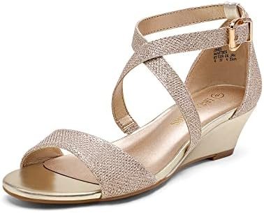 DREAM PAIRS Women's Ankle Strap Low Wedge Sandals
