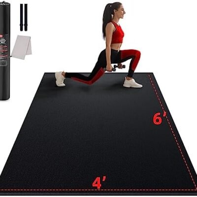 Large Exercise Mat for Home Workout,10'x6'/9'x6'/8'x6'/7'x5'/6'x4' (7mm) Extra Thick Workout Mat, High-Density Gym Mat for Cardio, Jump Rope, MMA, Weights (Shoe-Friendly)