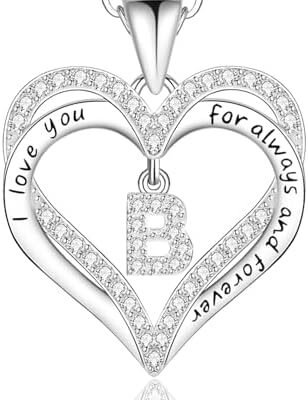 Mothers Day Gifts, Heart Necklaces for Women, 925 Sterling Silver Initial Letter Love Pendant Necklace Anniversary Birthday Jewelry Gifts for Mom Wife Grandma Girlfriend Her