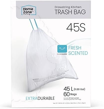 Home Zone Living 12 Gallon Slim Kitchen Trash Can, Stainless Steel, Step Pedal, 45 Liter