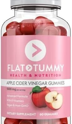 Flat Tummy Tea Apple Cider Vinegar Gummies, 60 Count – Boost Energy, Detox, Support Gut Health & Healthy Metabolism – Vegan, Non-GMO - Made with Apples, Beetroot, Vitamins B6 & B12, Superfoods