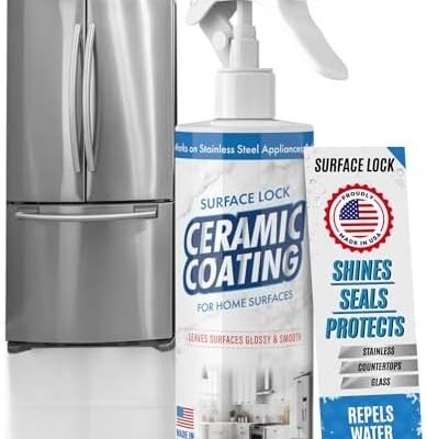 Surface Lock Home Ceramic Coating for Stainless Steel - Prevents Fingerprints on Appliances, Countertops and Any Hard Surface In Your Life - Made in the USA Spray - 8 fl oz - Proof It Works to Seal