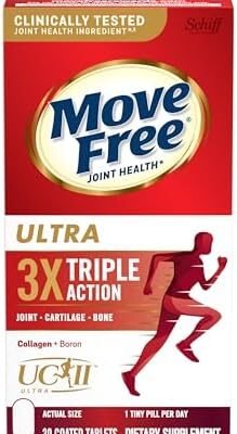 Move Free Ultra Triple Action Joint Support Supplement - Type II Collagen Boron & Hyaluronic Acid - Supports Joint Comfort, Cartiliage & Bones in 1 Tiny Pill Per Day, 30 Tablets (30 servings)