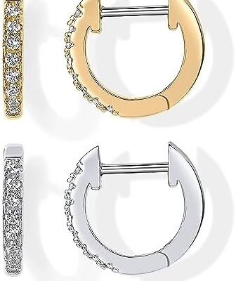PAVOI 14K Gold Plated Cubic Zirconia Cuff Earrings Huggie Stud