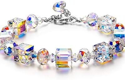 LADY COLOUR ♥ A Little Romance ♥ Sterling Silver Bracelets for Women Northern Lights Crystals Bracelet 7"+2" Extension, Packaged with Jewelry Box, Mother's Day Birthday Anniversary Jewelry Gift for Women Girls