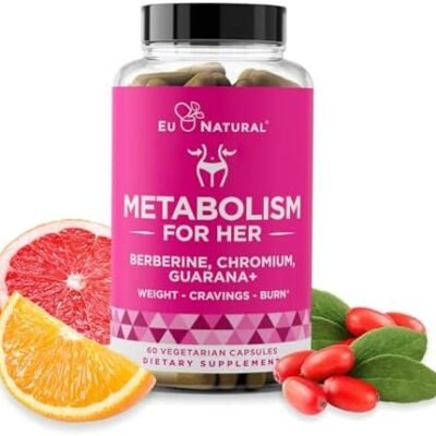 Metabolism for Her - Weight Loss Pills for Women - Appetite Suppressant, Fat Burner, Metabolism Booster - Combat Cravings & Lose Belly Fat - Berberine, Chromium Picolinate & Guarana - 60 Veg Capsules