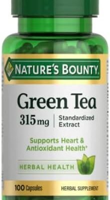Nature's Bounty Green Tea Pills and Herbal Health Supplement, Supports Heart and Antioxidant Health, 315mg, 100 Capsules