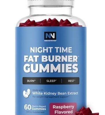 Night Time Fat Burner Gummies, Weight Loss & Sleep Support Supplement | Slimming Hunger Suppressant & Metabolism Booster, Shred Belly Fat While You Sleep | Nighttime Diet Gummies for Women & Men 60ct
