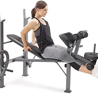 Marcy Standard Weight Bench Incline with Leg Developer and Butterfly Arms, Multifunctional Workout Equipment, Workout Equipment for Home Gym, Alloy Steel MD-389
