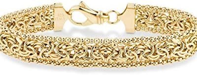 Miabella Italian 18K Gold Over Sterling Silver Byzantine Beaded Mesh Link Chain Bracelet for Women 925 Handmade in Italy